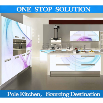 Pole L Shape Glass Kitchen Cabinet